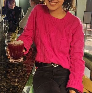 Magenta Banana Republic Wool Cable-knit Sweater